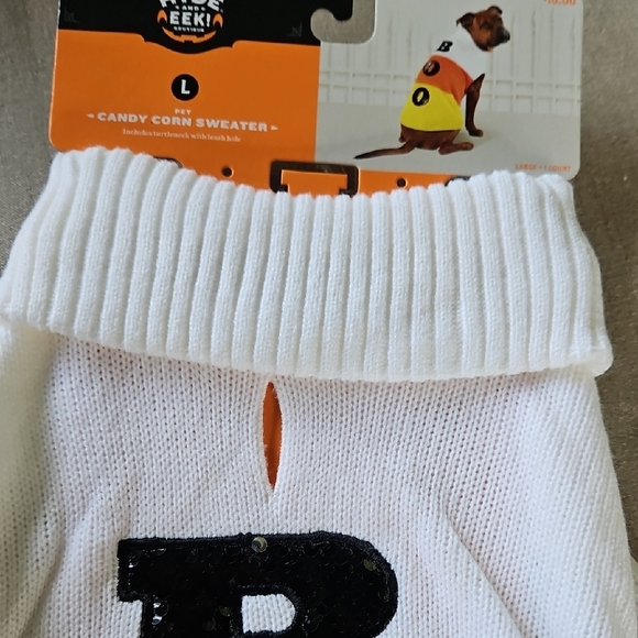 Hyde & EEK! Candy Corn Festive Halloween Dog Sweater - Orange, White, Black - Picture 7 of 7